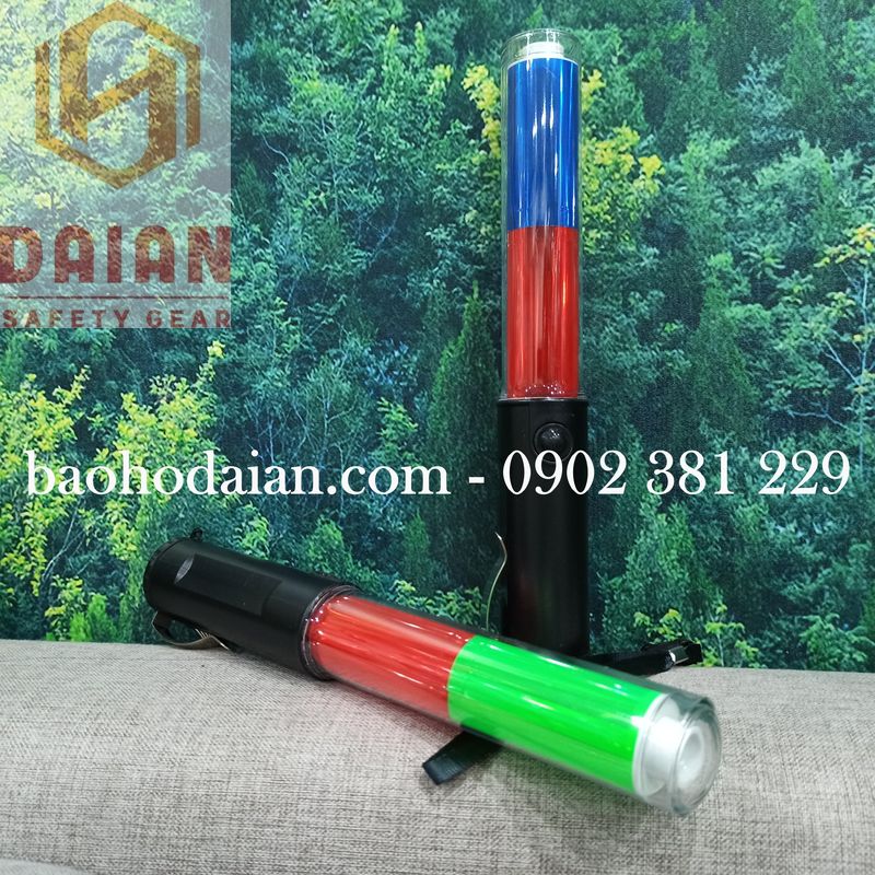 Gậy chỉ huy giao thông, đèn cảnh báo, đèn sự kiện 2 màu - hình thật