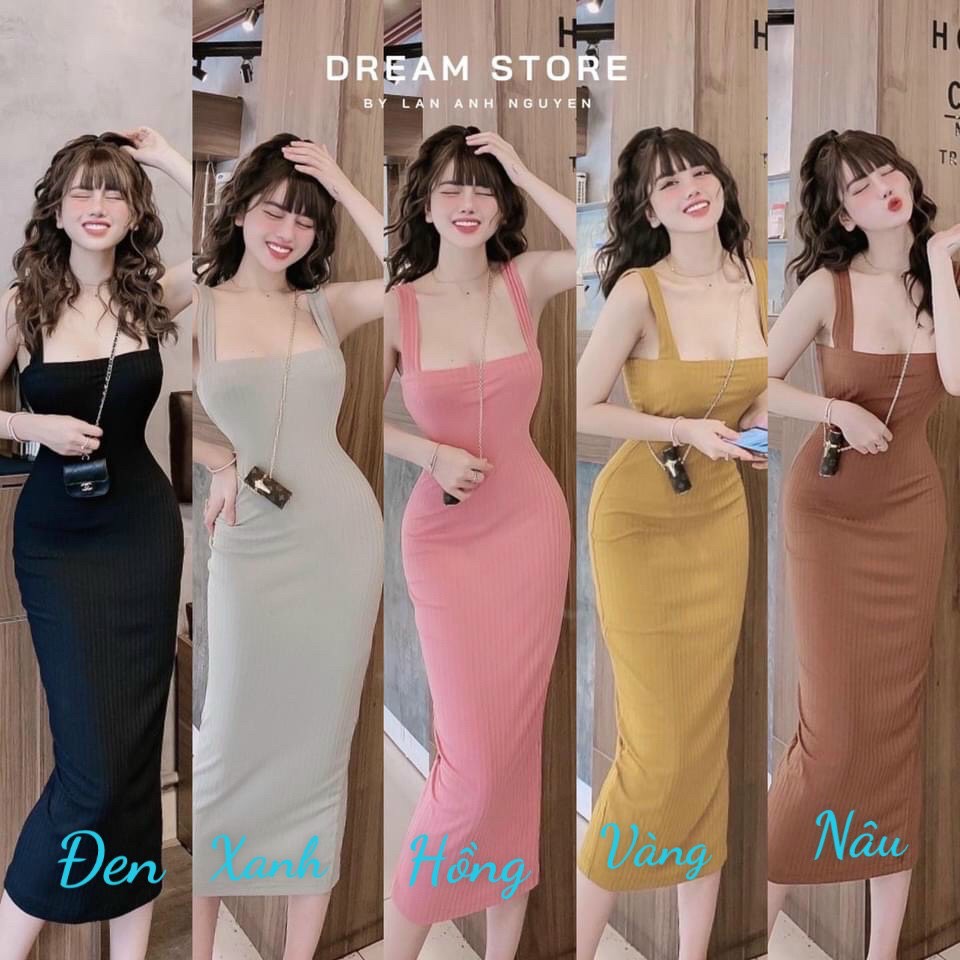 ĐẦM BODY HAI DÂY BẢN TO MAXI NHIỀU MÀU