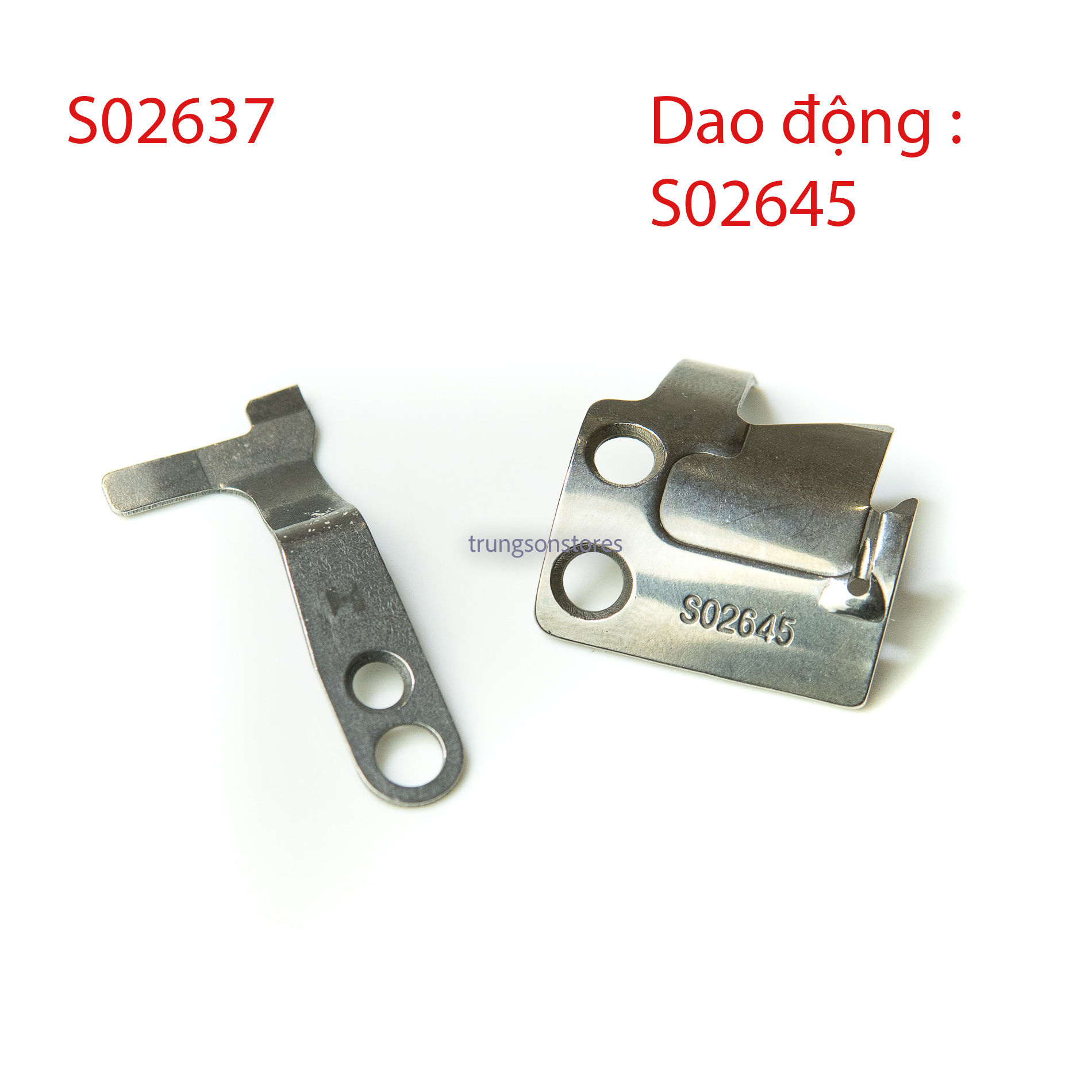 Bộ dao cắt chỉ cho máy may công nghiệp 1 kim điện tử juki, bruce, jack , bruce > dao động s02645 - dao tĩnh s02637