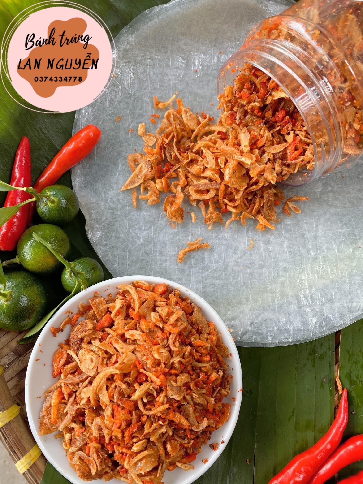 Combo 500gram bánh tráng  phơi sương + muối trộn hành phi