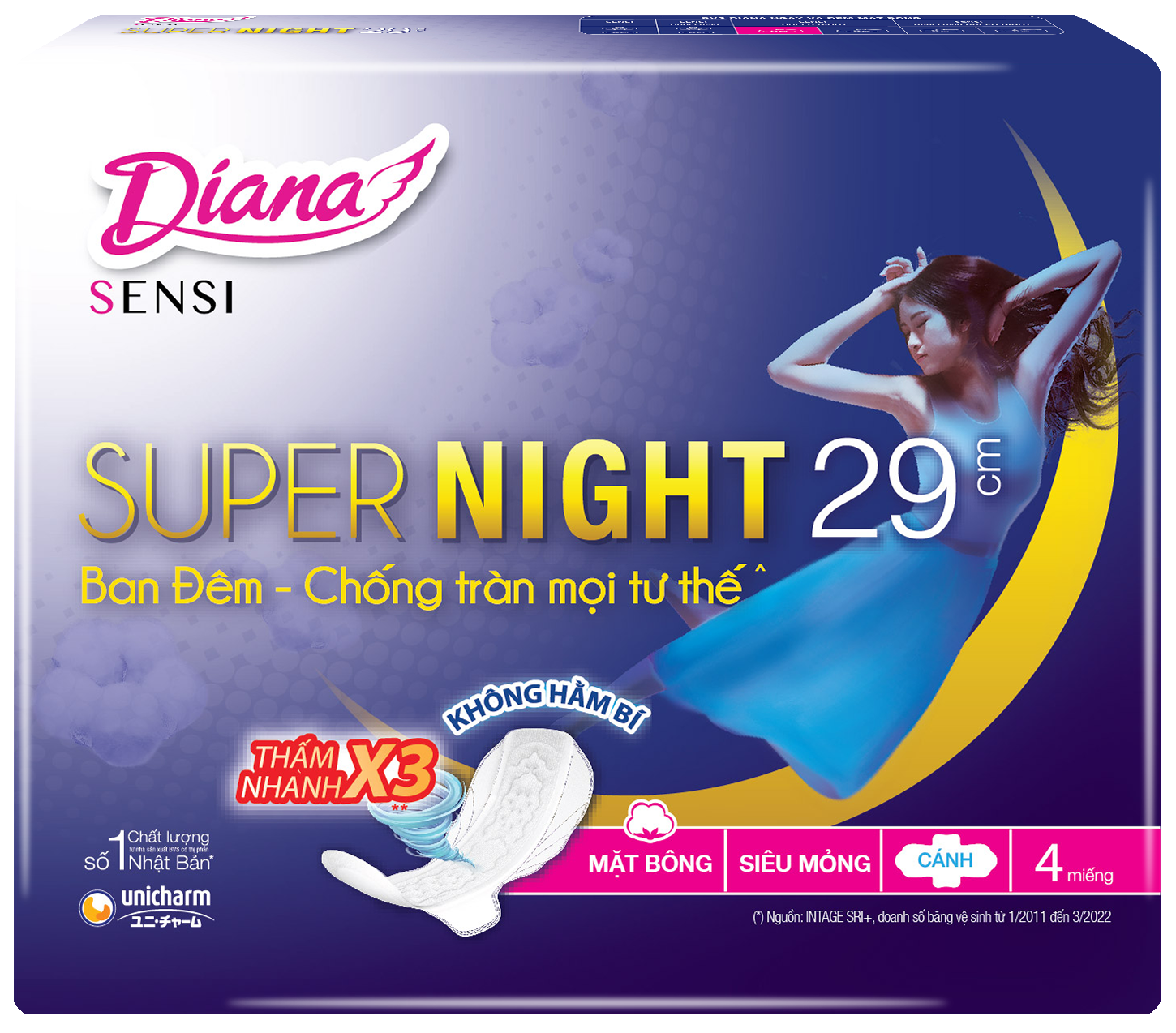 Băng Vệ Sinh Diana Siêu Thấm Supernight 29cm