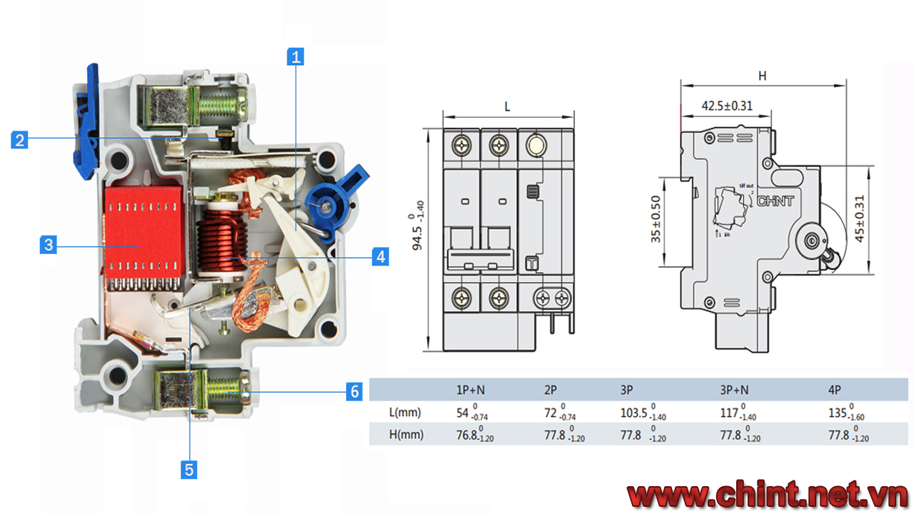 Át chống dò CHINT 3P-N 63A