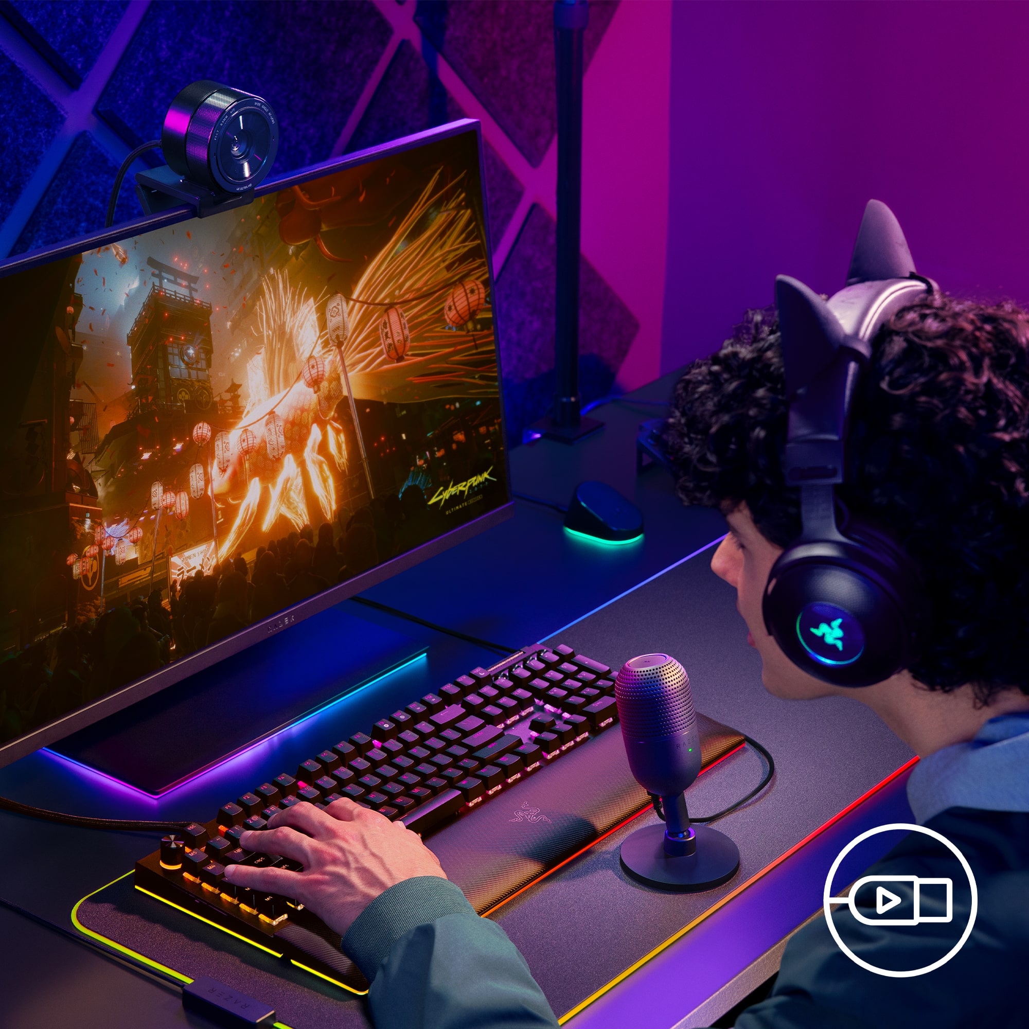Micro Razer Seiren V3 Mini | Ultra-Compact USB Microphone | Supercardioid | Tap-To-Mute | Giảm Xóc Tích Hợp