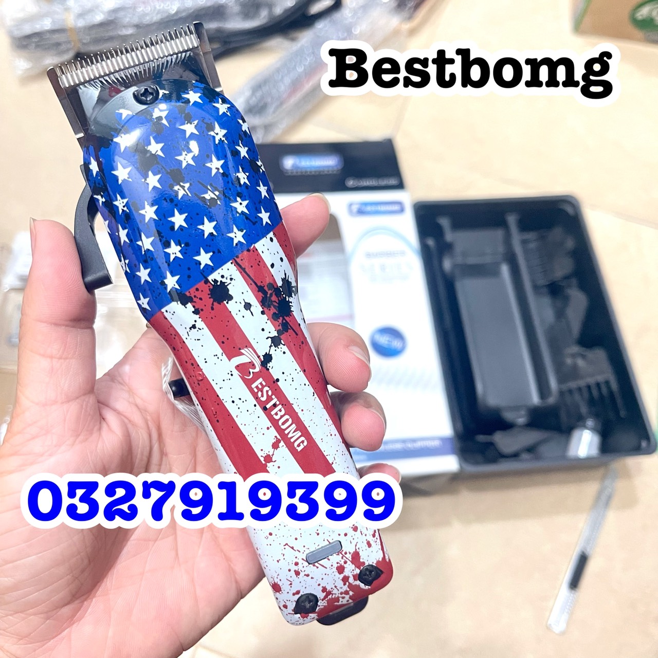 Tông đơ cắt tóc cao cấp BESTBOMG Cờ Mỹ