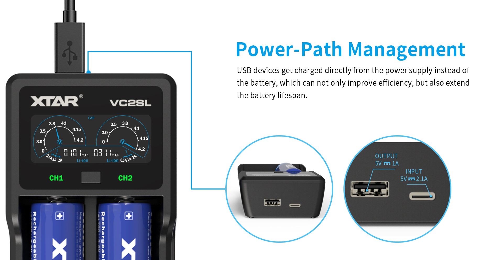 Sạc pin cao cấp XTAR VC2SL