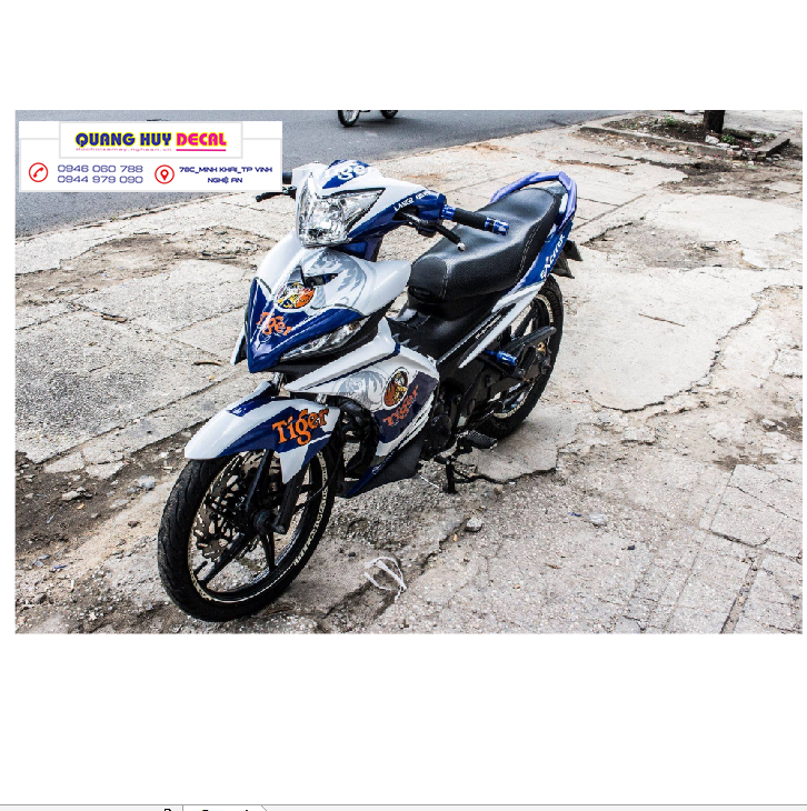 Tem trùm ex 135 xanh trắng Tiger - Độ dán team trùm decal xe máy ex 135 xanh trắng Tiger - Team trùm decal xe máy ex 135 rẻ đẹp và chất
