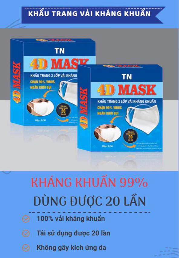 Khẩu Trang Vải Kháng Khuẩn 2 Lớp Ngăn Chặn 99% Virus , Vi Khuẩn , Khói Bụi , Ngăn Ngừa Lây Nhiễm Virus Corona ,An Toàn Cho Sức Khoẻ,Có Thể Tái Sử Dụng 20 Lần - Khẩu Trang Kháng Khuẩn Cao Cấp Mềm Mại Thoải Mái Dây Đeo Co Giản Tốt