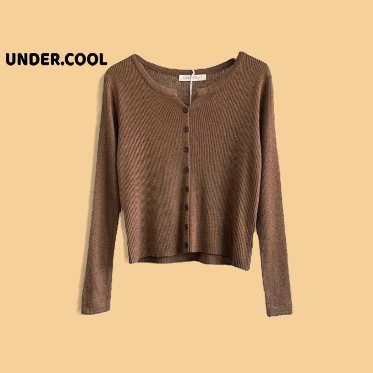 Áo len cardigan undercool cúc nhỏ gân tăm co giãn mềm mịn