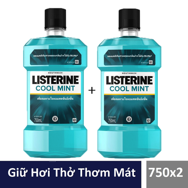 2 chai nước súc miệng LISTERINE - 750ml/chai