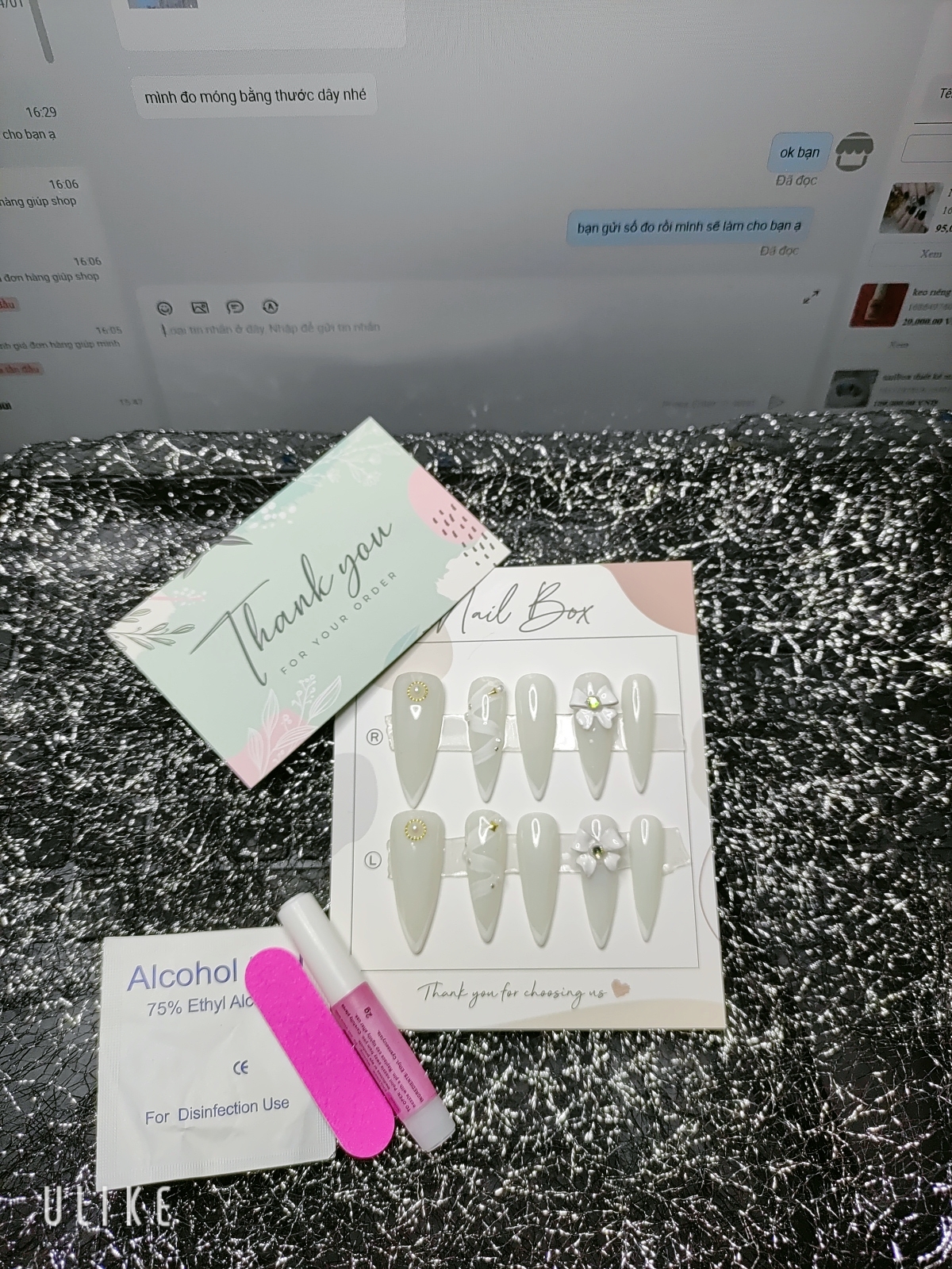 móng giả tự thiết kế đính nơ ❤️