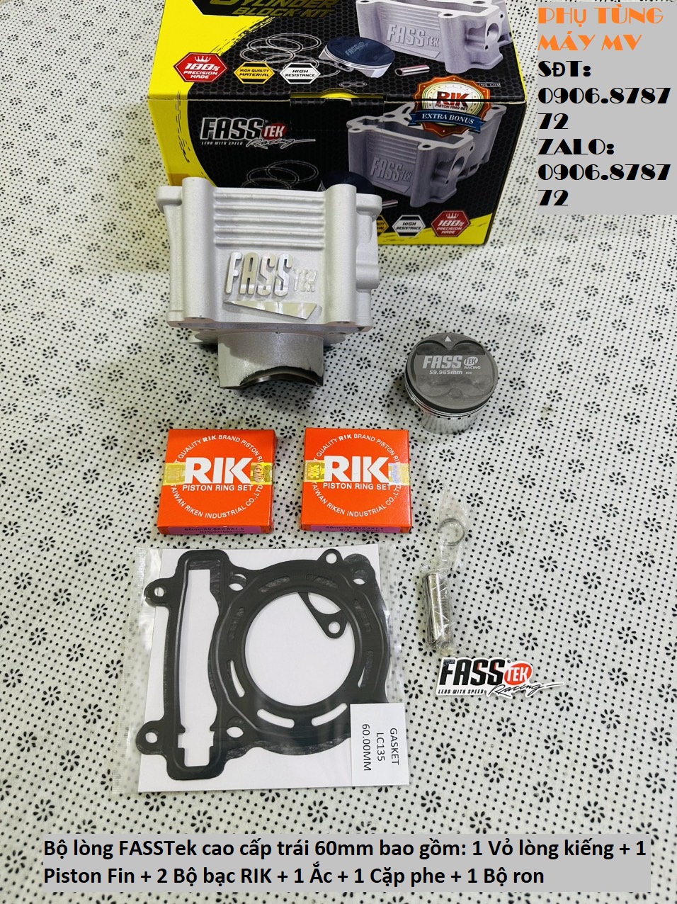 Lòng fasstek v2.v3.v4 size 57.60.62.65.68.70.72mm dành cho xe ex135/150