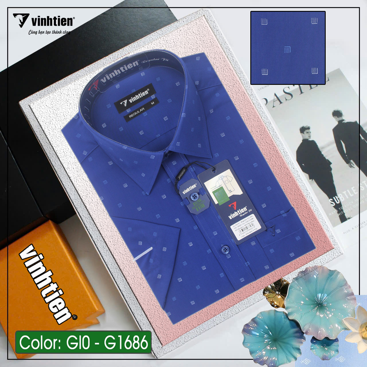 Áo Sơ Mi Bamboo Ngắn Tay Dáng Regular Họa Tiết Vĩnh Tiến G1686