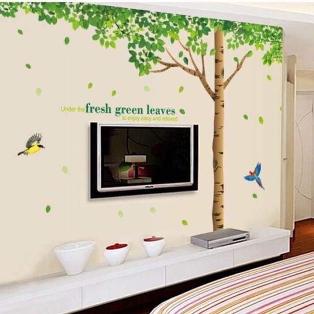 tranh decan dán tường cây xanh khổ lớn