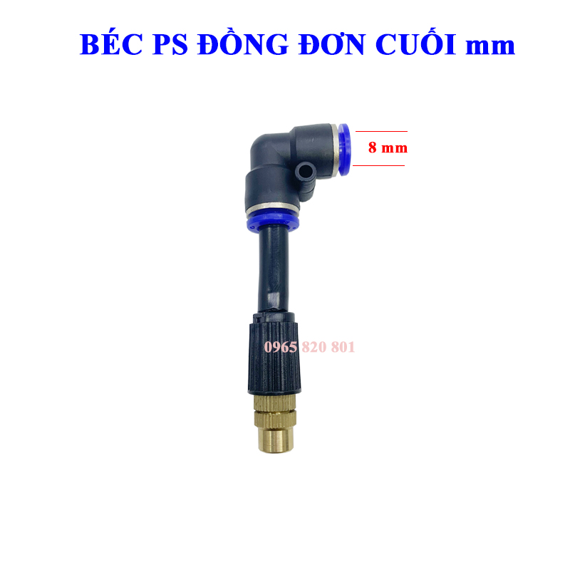 Béc phun sương đồng đơn kèm góc 8mm ( béc cuối)