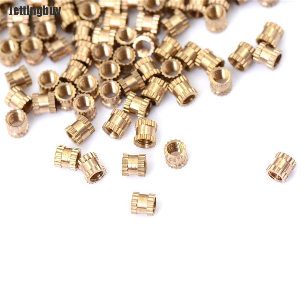 Jettingbuy 200 Chiếc Đai Ốc Đồng M3 * 4 Phụ Tùng Nhúng Đai Ốc Có Khía Bằng Đồng