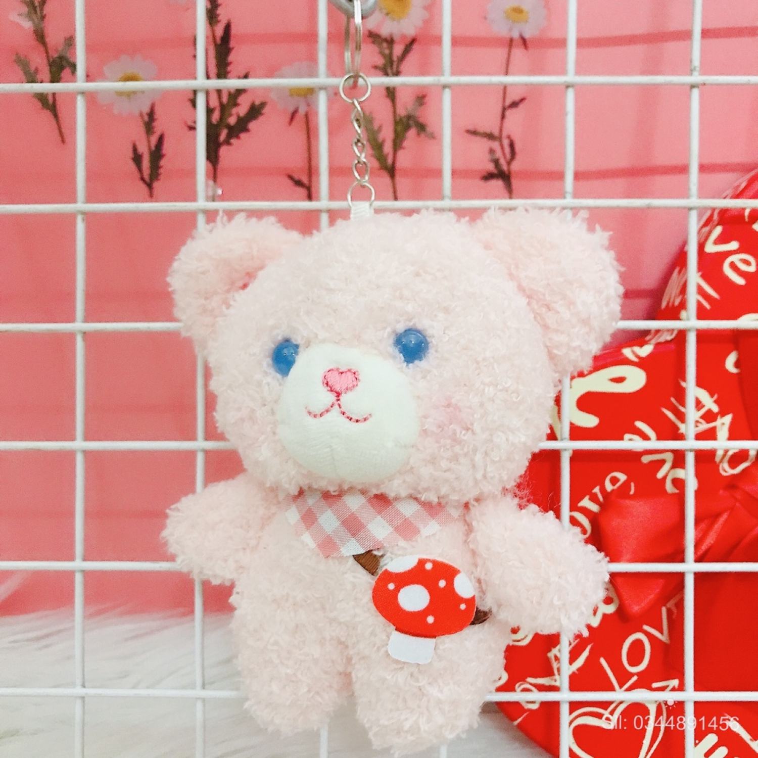 Móc khóa gấu bông lông xù siêu dễ thương - móc khóa balo túi xách