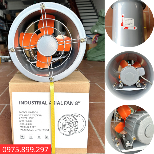 Quạt hút tròn - quạt thông gió sải cánh 20 - lồng 25cm