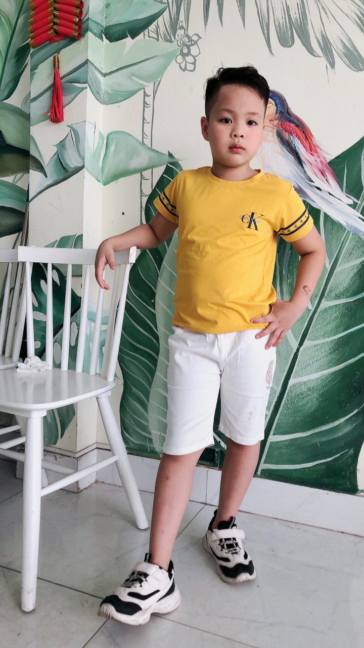 Quần áo bé trai - Set Áo CK quần kaki trắng bé trai size từ 20-40kg