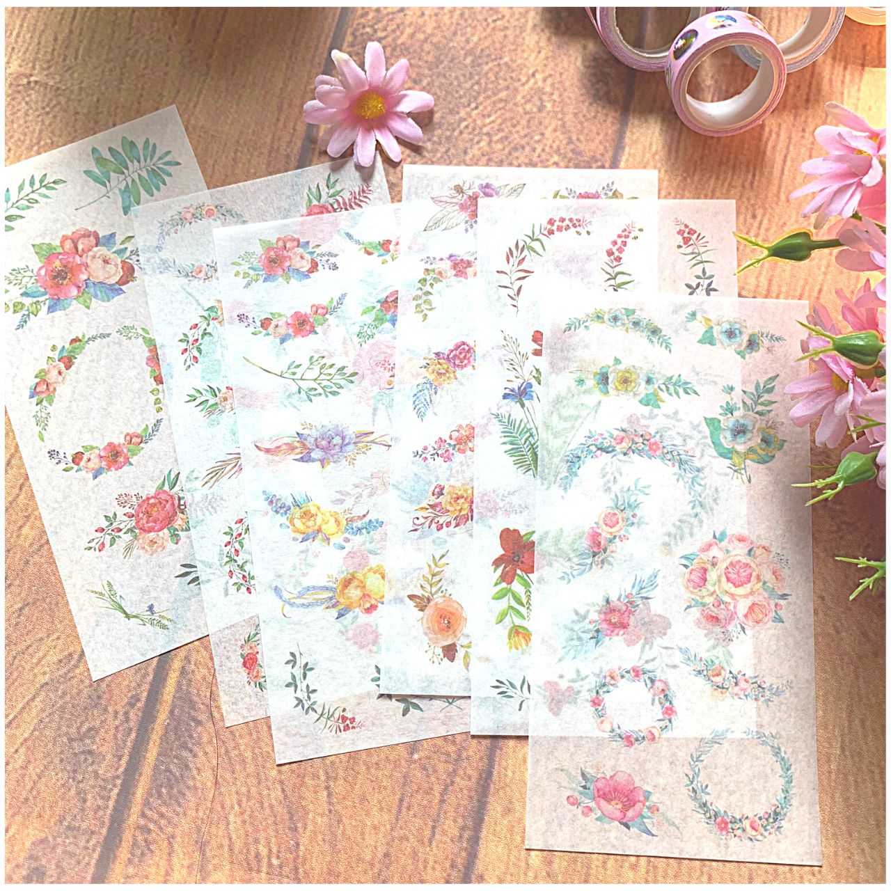 Bộ 6 tấm sticker dán trang trí - vòng hoa