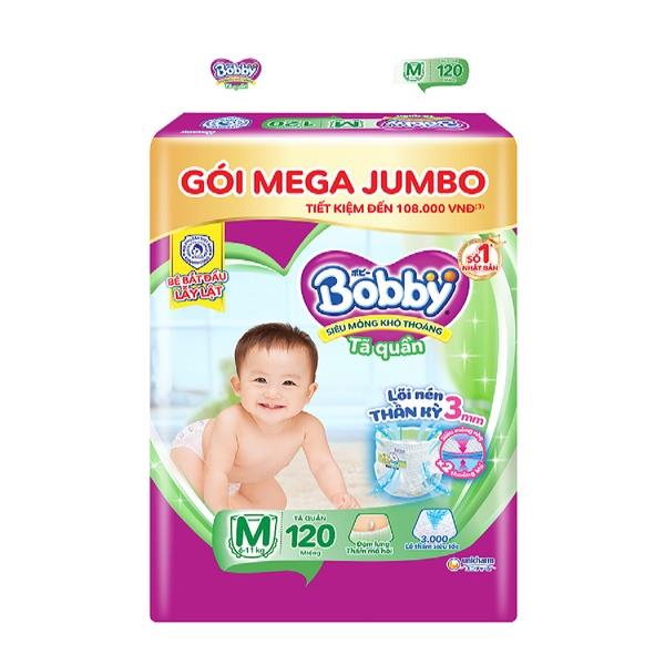 Tã quần Bobby mới Mega Jumbo M120/L104