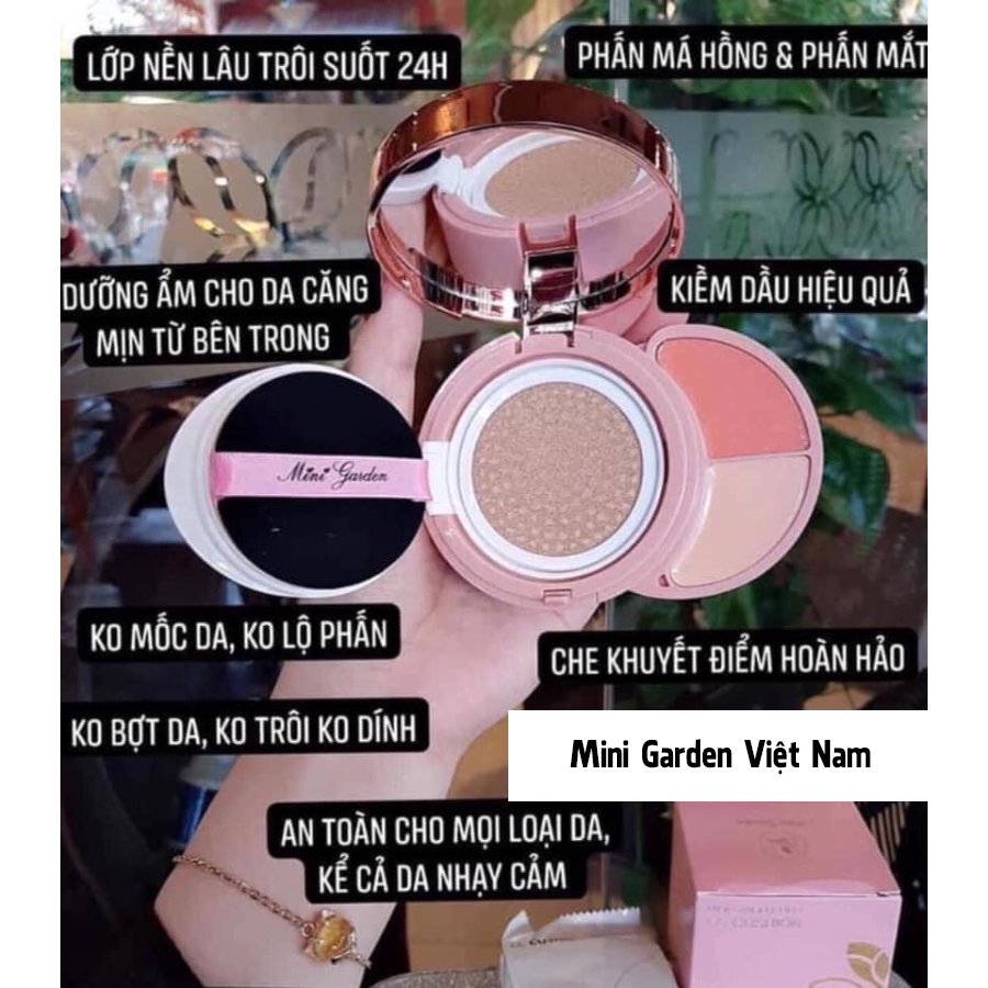 [ TĂNG SON KEM LÌ + LÕI PHẤN ] Phấn Nước Mini Garden 3 In 1 CC Cushion SPF 40+ PA+++