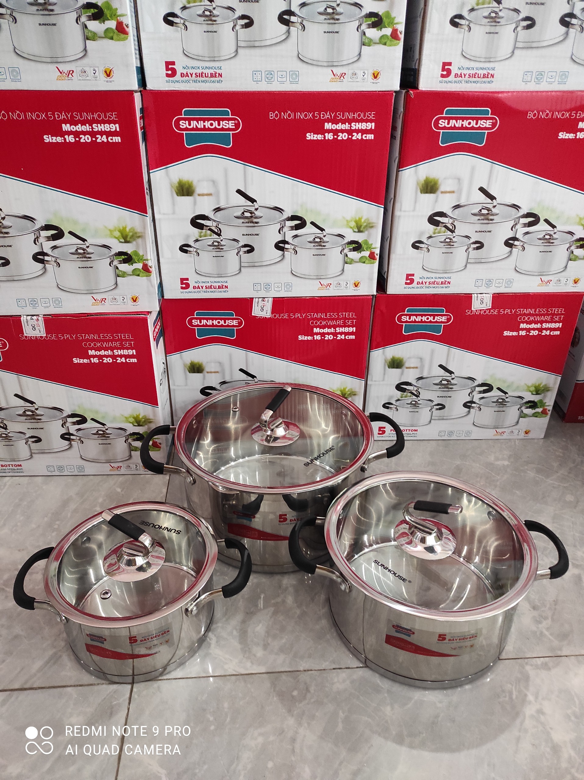 Bộ nồi inox 5 đáy Sunhouse SH891