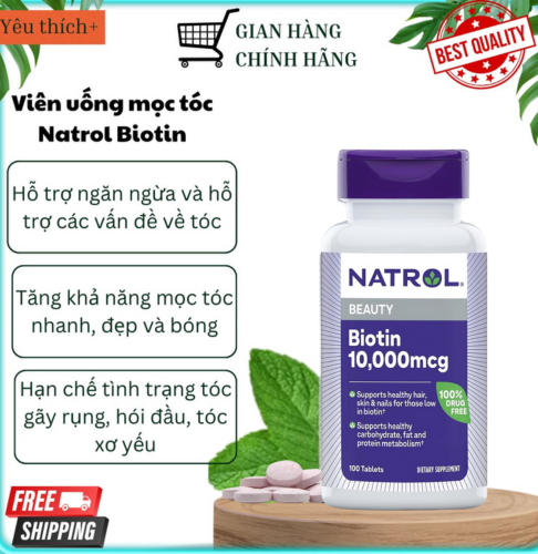 Viên uống hỗ trợ mọc tóc và chống rụng tóc Biotin Natrol 100v