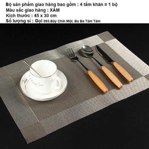 Bộ 4 tấm khăn lót chén dĩa bàn ăn (Màu xám)