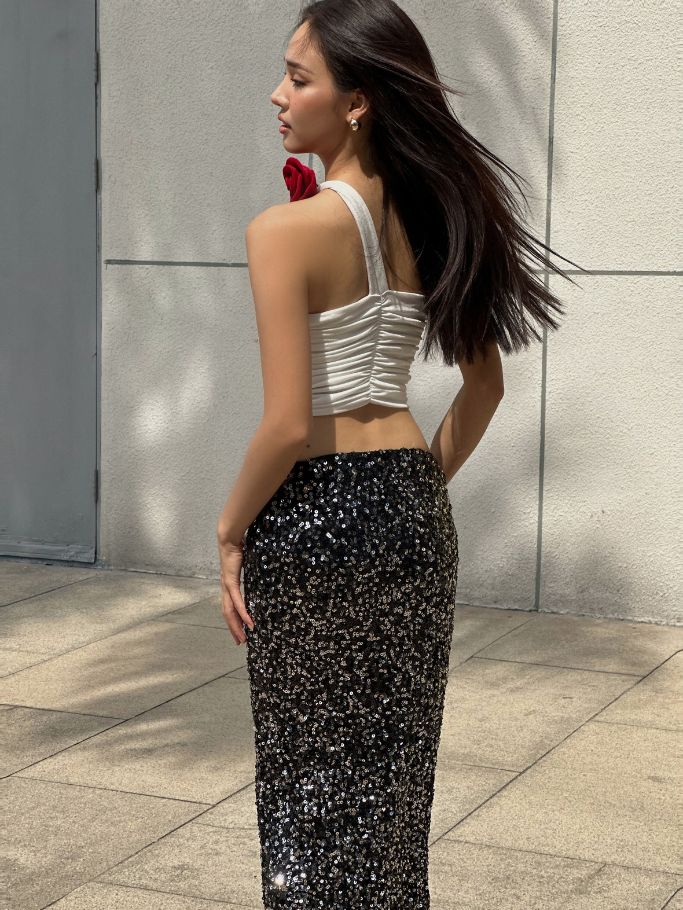 COCO SIN - Váy Sequin Thun Đen