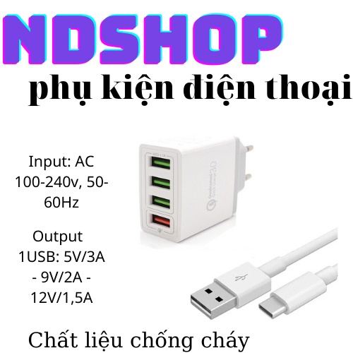Cóc Sạc Nhanh Wekome Wp-U125 4 Cổng Usb