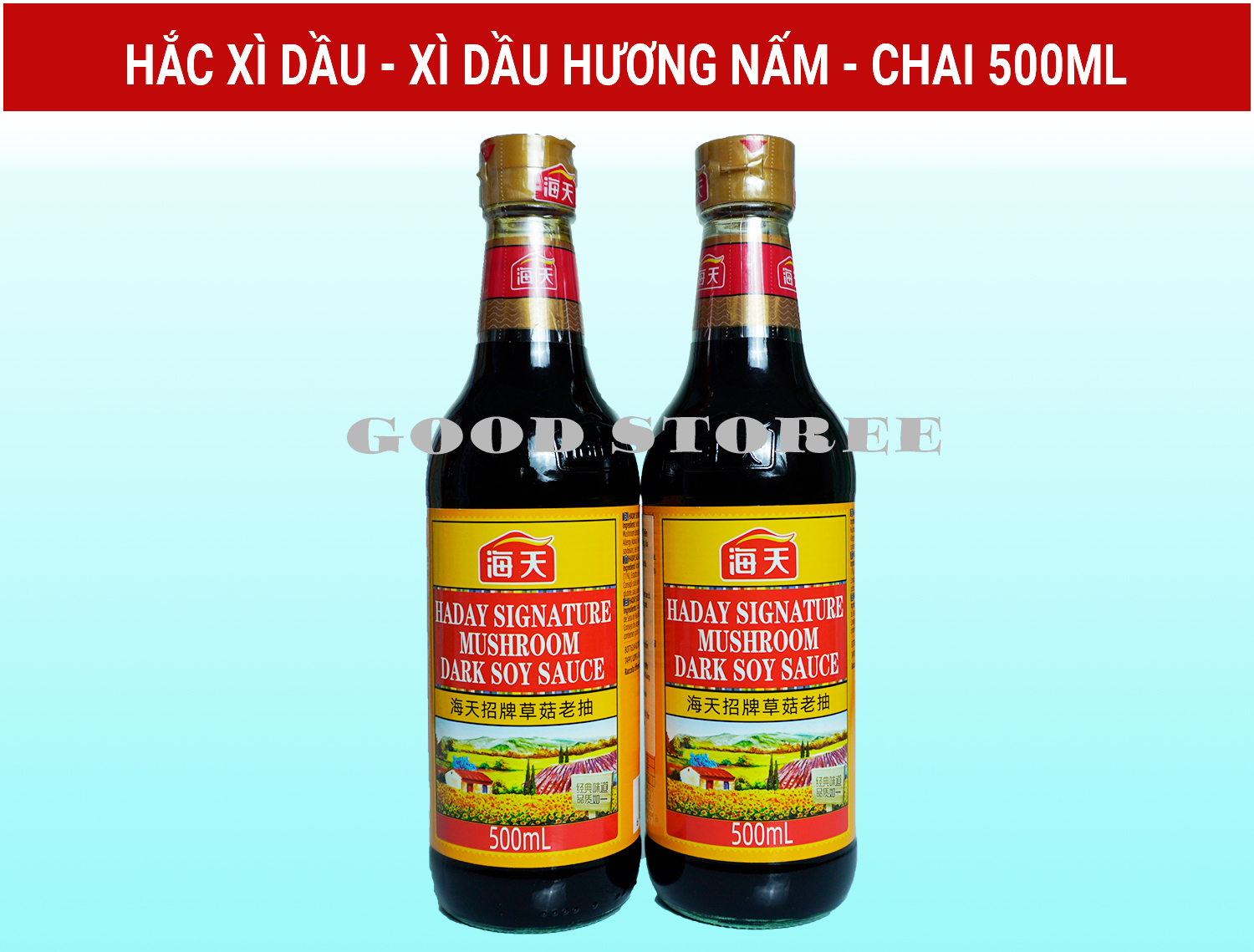 Hắc xì dầu, xì dầu nấm hải thiên thơm ngon, chai sành 500ml