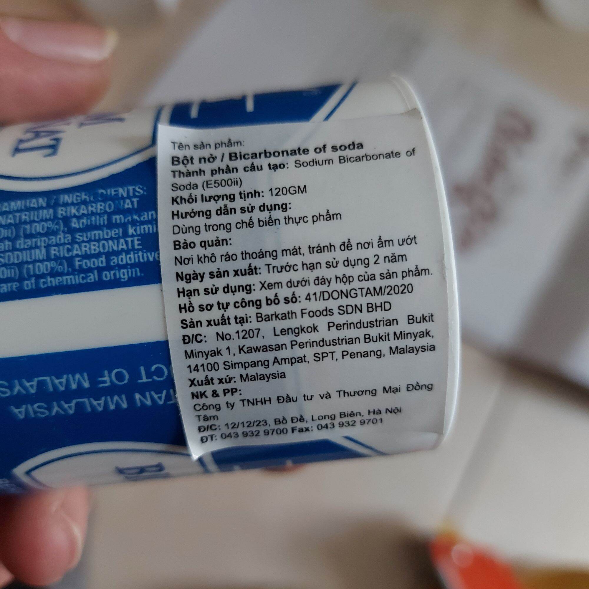 Bột nở - Baking soda - Bicarbonate of soda 120g.