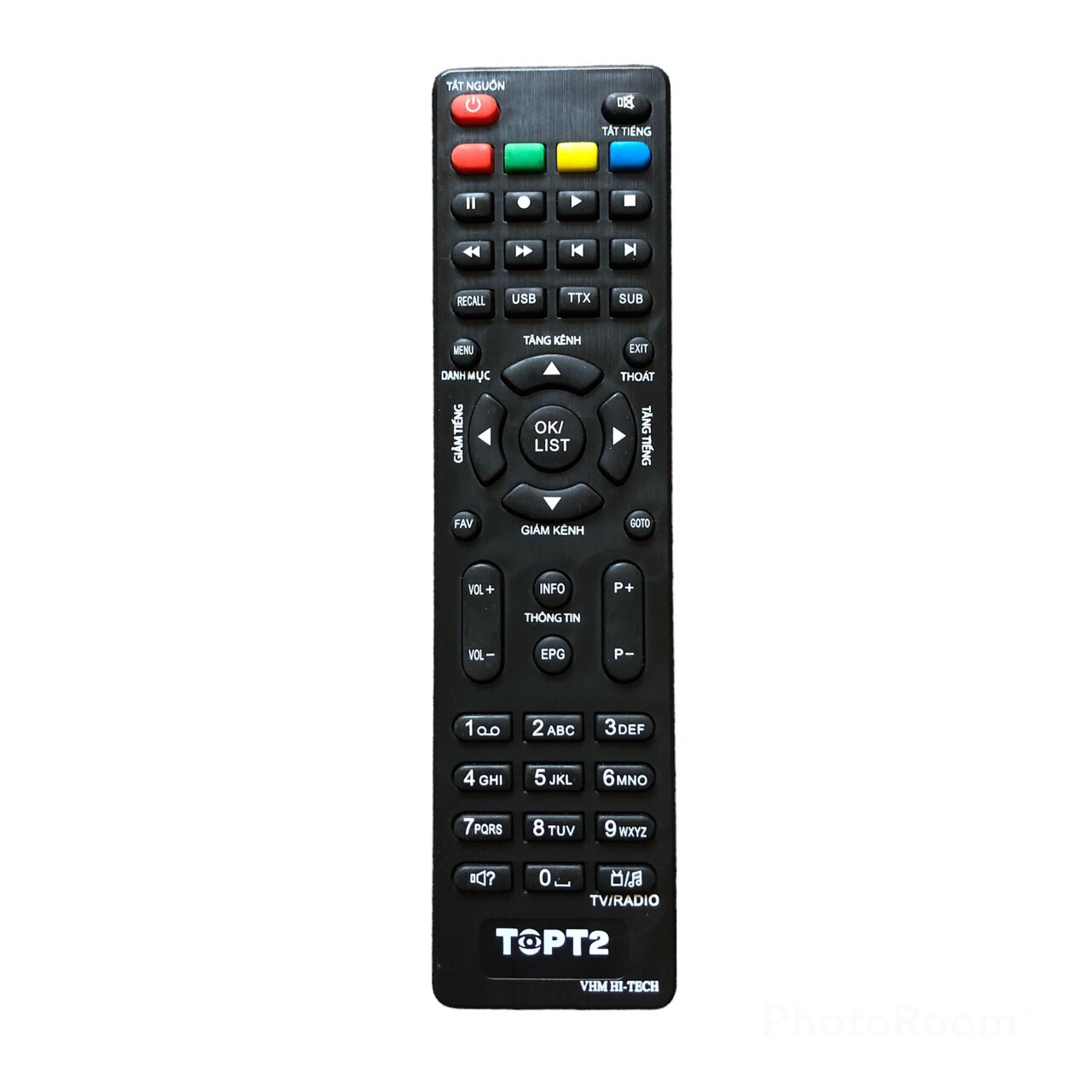 Điều khiểu đầu thu kĩ thuật số mặt đất Topt2- Remote đầu thu topt2, mot dau thu