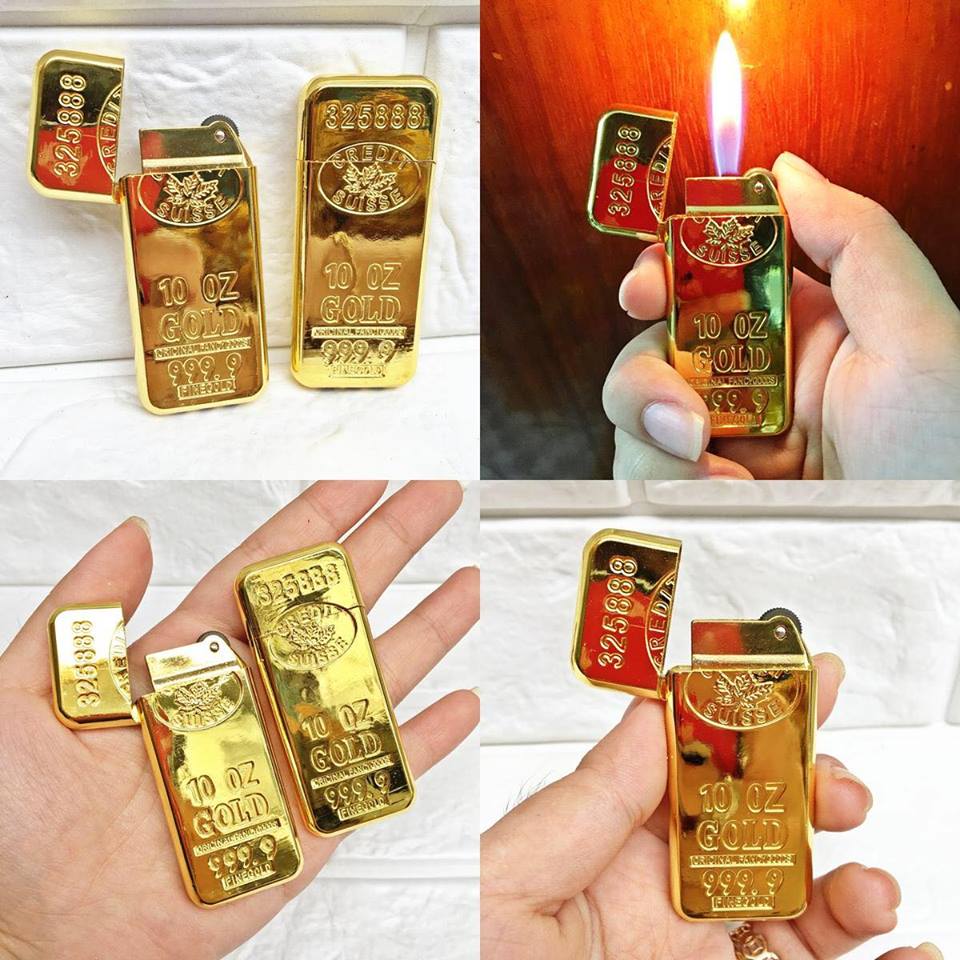 [HCCM] Bật Lửa Gas Hình Thỏi Vàng 9999