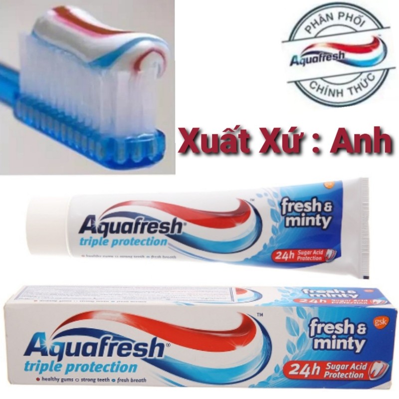 Kem đánh răng 3 tác động Aquafresh 100ml (Xuất xứ Anh) cao cấp