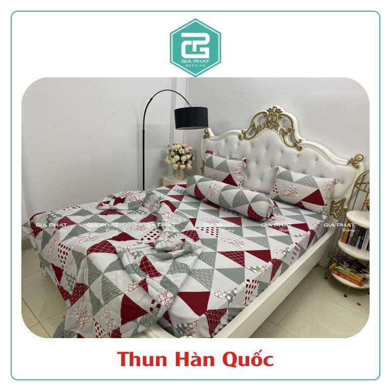 Bộ ga giường Thun Lạnh Hàn Quốc {4 món} họa tiết ( 1 ga bọc + 2 vỏ gối nằm + 1 vỏ gối ôm )