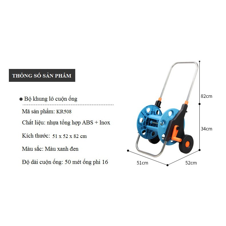 Khung Rulo Cuộn Ống Nước 50 Mét