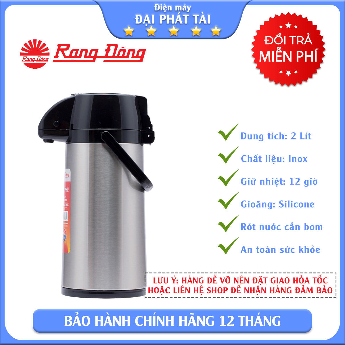 Chỉ giao ở hcm phích bơm nước 2 lít rạng đông rd 2045 st1.e