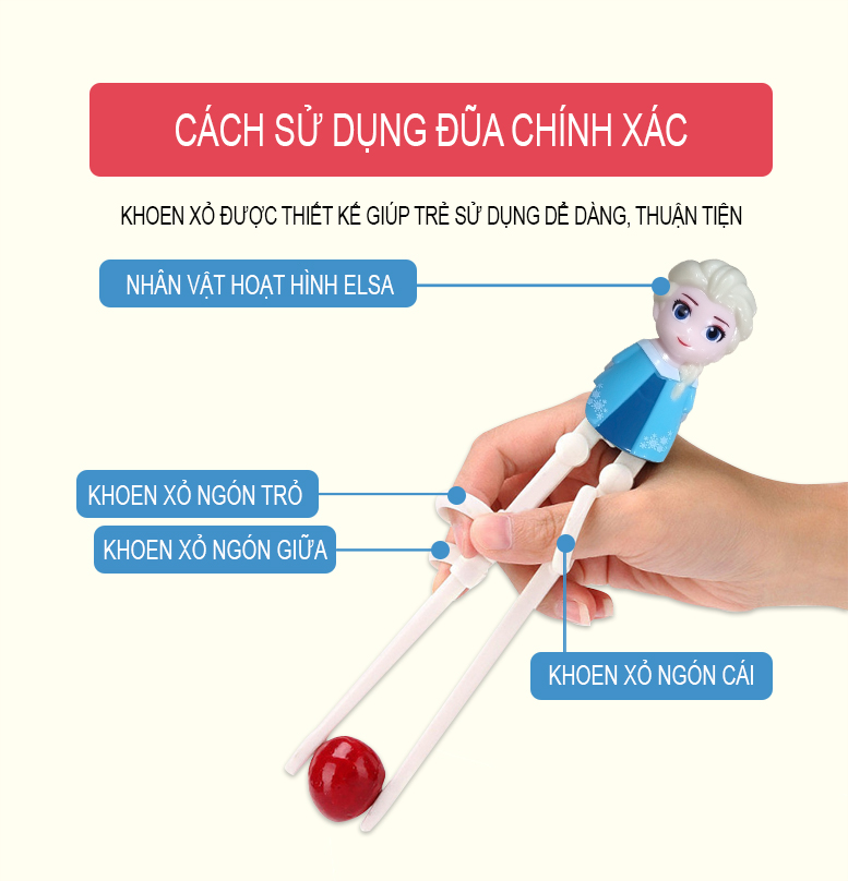 [ XẢ KHO 3 NGÀY ] Đũa tập ăn 3D Elsa, Anna