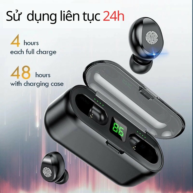 Tai Nghe Bluetooth AMOI F9 Phiên Bản Pro Nâng Cấp Mới Pin Trâu 2000 mAh, Nghe Hay, Micro 2 Bên, Hỗ Trợ Mọi Dòng Máy, Tai nghe bluetooth, tai nghe nhét tai không dây