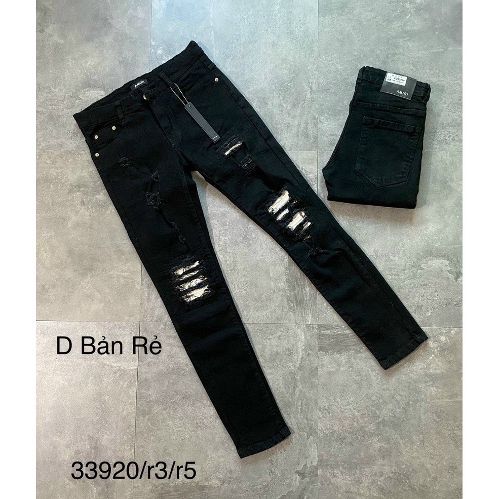 quần jean nam đen rách thêu thỏ cao cấp đẹp mẫu mới rẻ, vải dày mềm co giãn MS1021 28/06