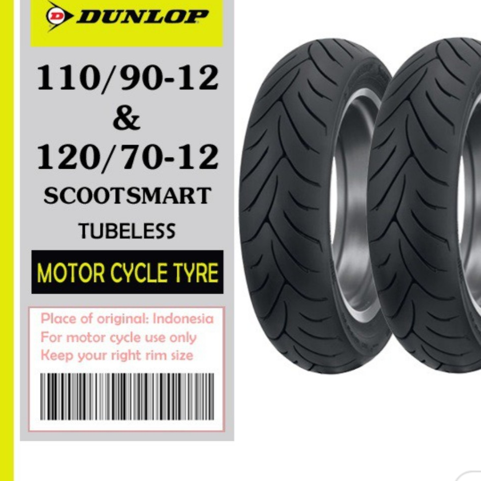ặp vỏ xe Dunlop size 110/90-12 TL 55P và 120/70-12 TL 61J SCSMART Việt Nam, giá rẻ, uy tín Combo cặp Lốp vỏ xe máy Vespa sprint hãng Dunlop size 110.90-12 và 120.70-12 SCSMART 1