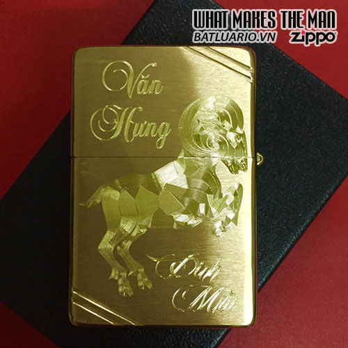 Bật lửa zippo khắc Dê 02 - Bật lửa zippo 240.DE02