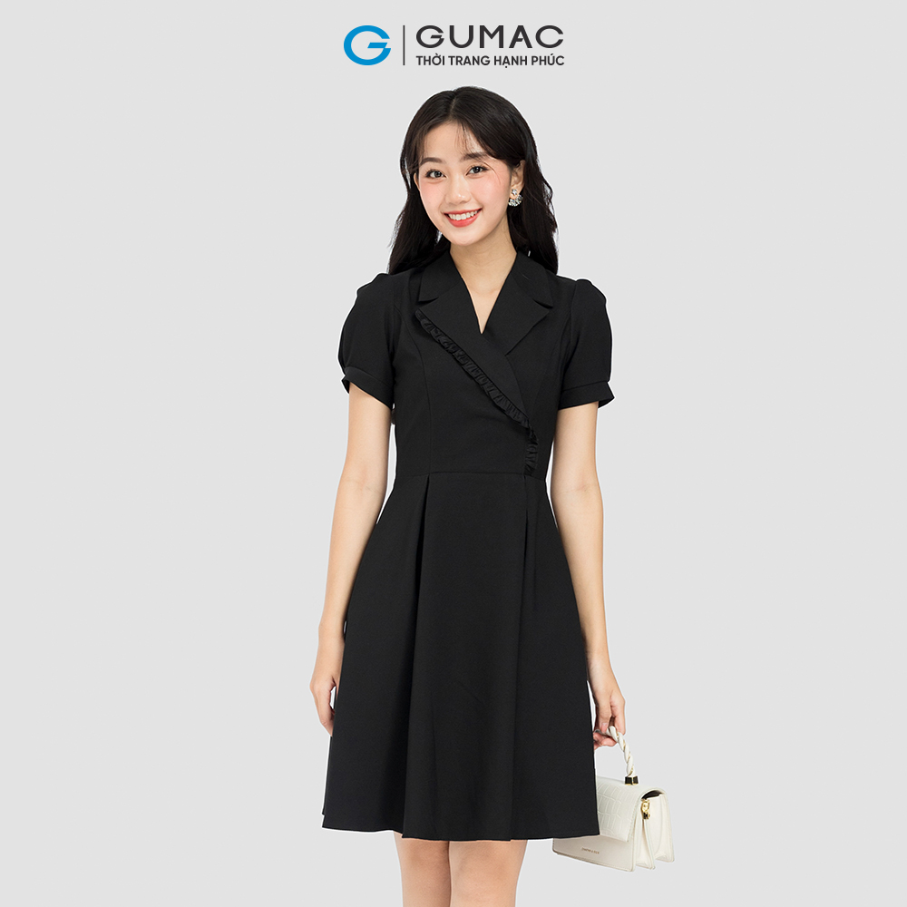 [15 - 17.5 | TẶNG QUÀ đơn từ 499K] Đầm form A GUMAC, đầm cổ vest phối bèo DC08029