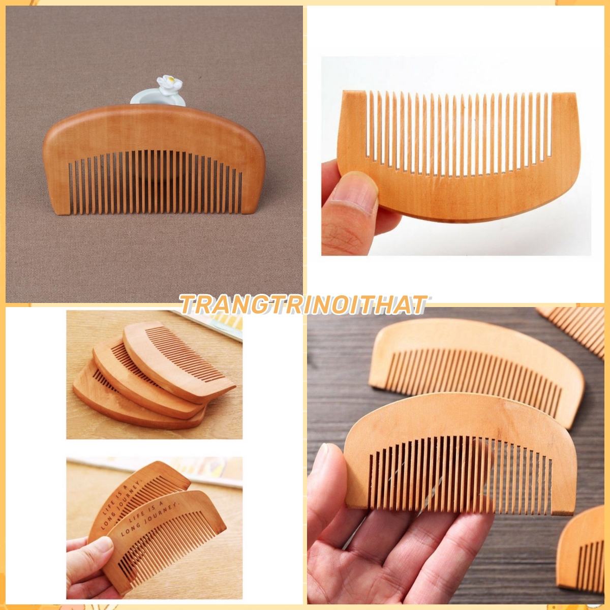 Lược gỗ chải đầu massage đầu - lược chải tóc làm từ gỗ tự nhiên