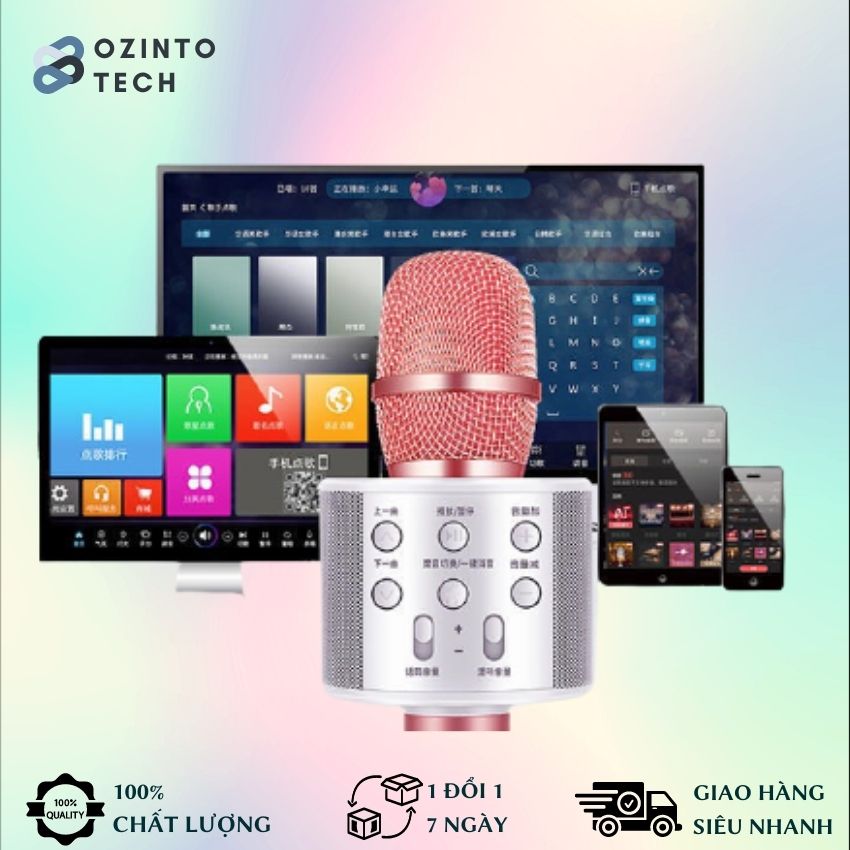 [ ƯU ĐÃI LÊN TỚI 50%]  Mic Hát karaoke kết nối Bluetooth không dây, micro không dây, micro karaoke bluetooth, micro live stream, micro không dây bluetooth Ozinto Technology OT17