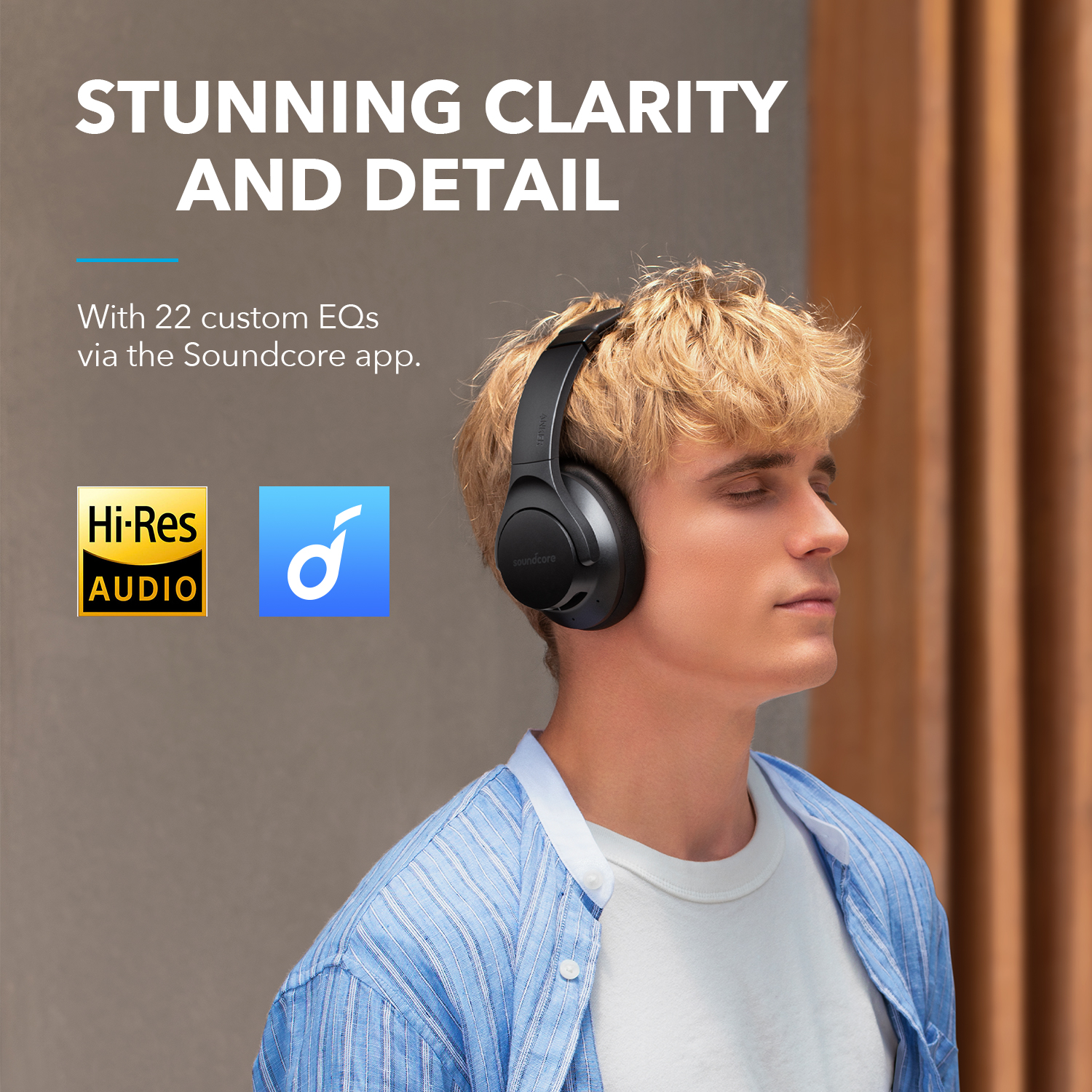 Soundcore by Anker Life Q20+ ANC Headphones 40H Playtime, Hi-Res Audio Over-Ear Headphones Headsets-A3045011