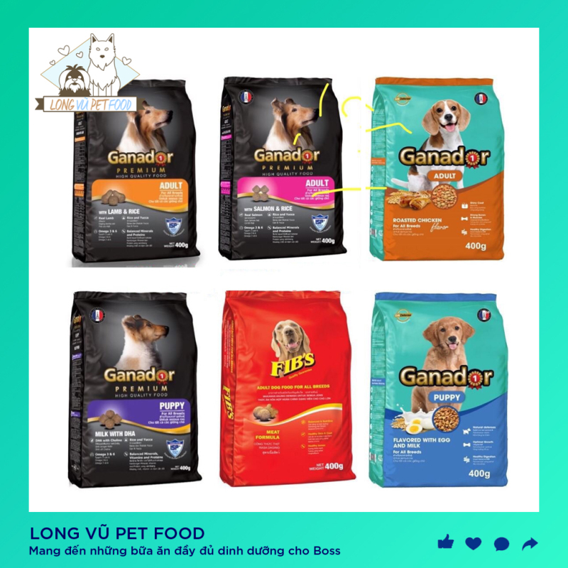 Gói 400g Thức ăn cho chó Ganador - FIBs - Adult - Puppy - Long VŨ Pet Food
