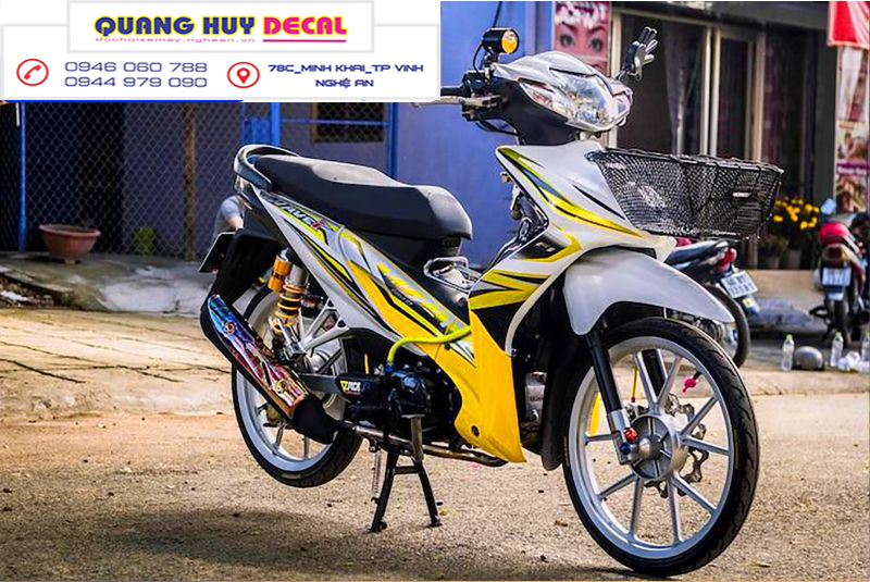 Tem trùm xe wave s/rs vàng trắng - Độ dán team trùm decal xe máy wave s/rs vàng trắng - Team trùm decal xe máy wave rẻ đẹp và chất