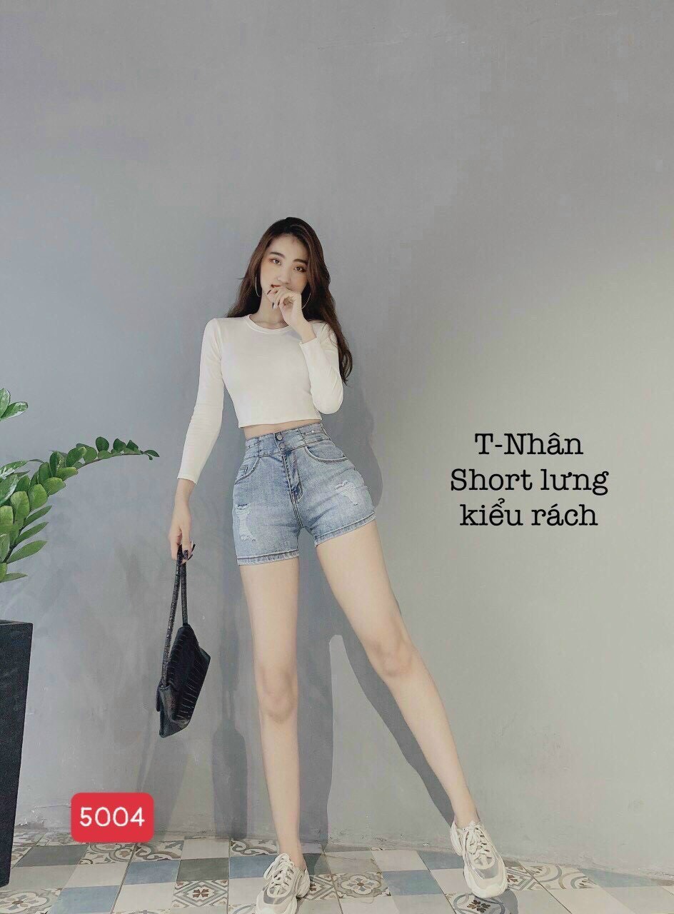 [HCM]QUẦN SHORT JEAN NỮ RÁCH PHỐI NÚT LƯNG CAO CỰC SANG CHẤT BÒ  CO GIÃN MỀM MỊN THỎ TÂY SHOP94 SN08